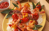 Pineapple-Shrimp Kabobs with Raspberry Barbecue Sauce