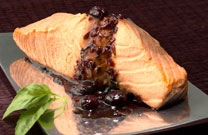 Blueberry Basil Sauce & Poached Salmon