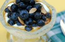 Maple-Brandy Macerated Blueberries with Creamy Greek Yogurt