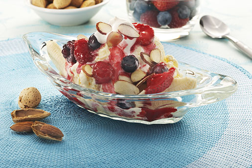 Naturipe® Farms Banana Split with Mixed Berry Sauce