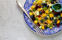 Mango Blueberry Quinoa Salad with Lemon Basil Dressing