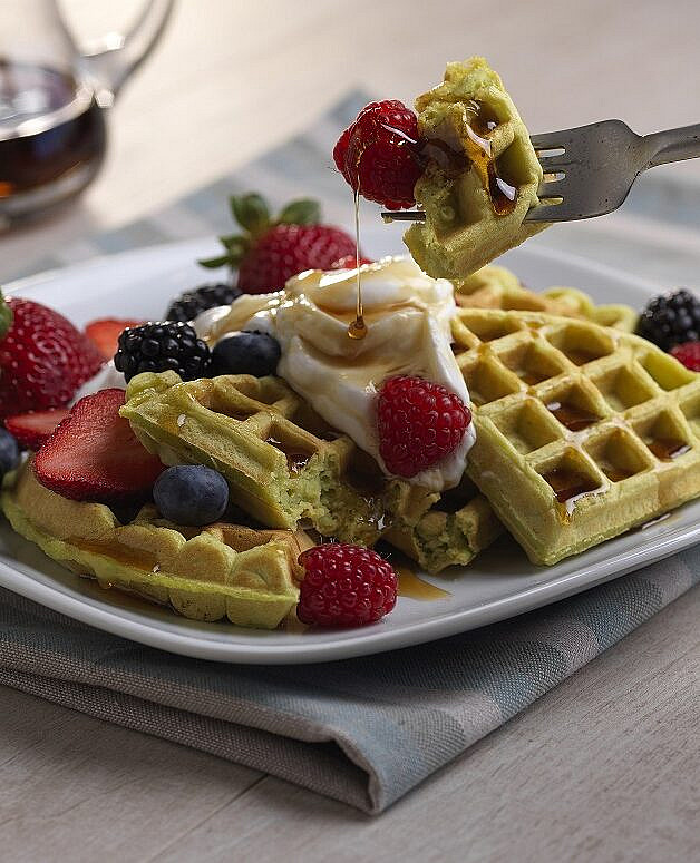 Avocado Waffles with Fresh Berry Medley photograph