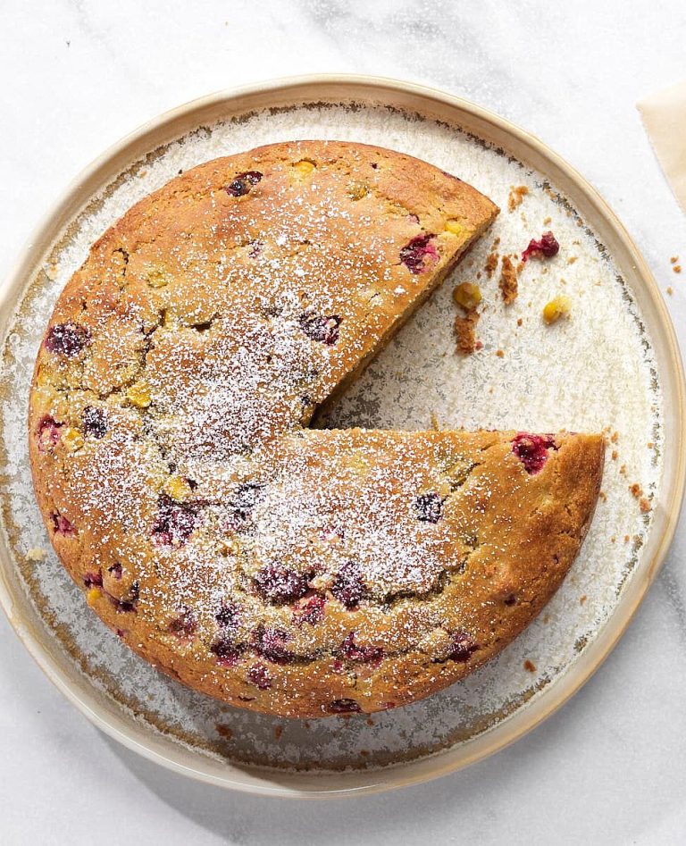Cranberry and Sweet Corn Snack Cake photograph