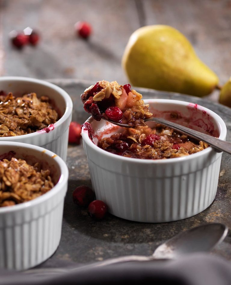 Warm Breakfast Cranberry and Pear Crisp photograph