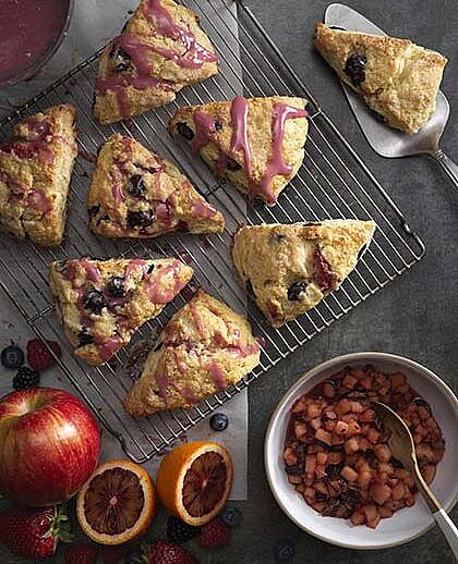 Blood Orange Berry Scones with Apple Citrus Compote photograph