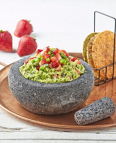 Homemade Spicy Guacamole with Strawberries photograph