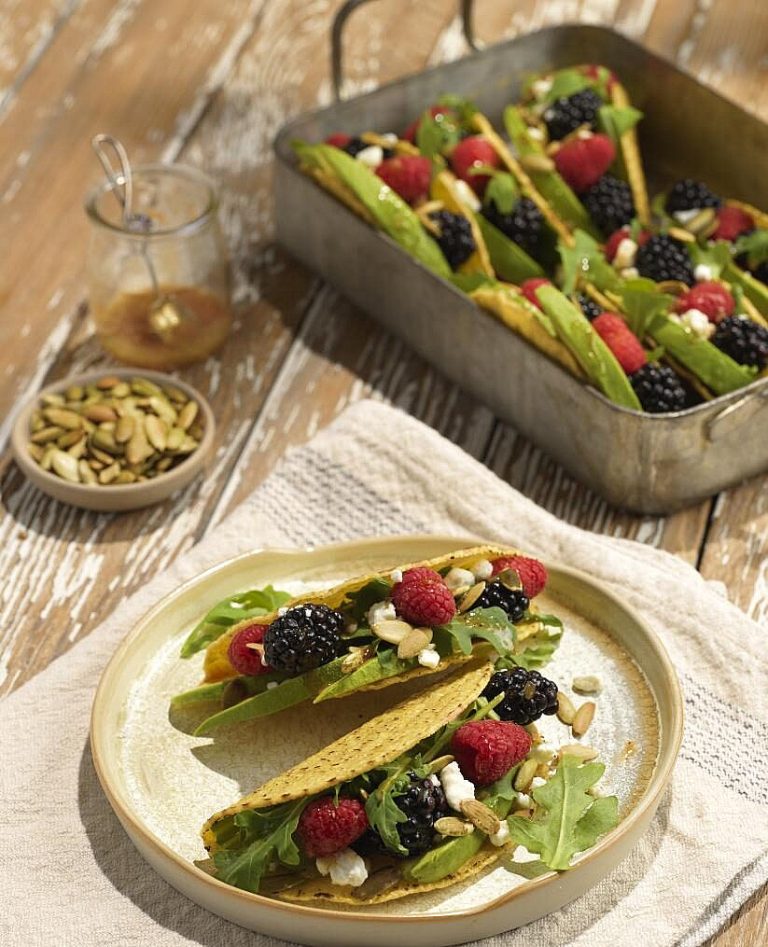 Crispy Salad Tacos with Berries photograph