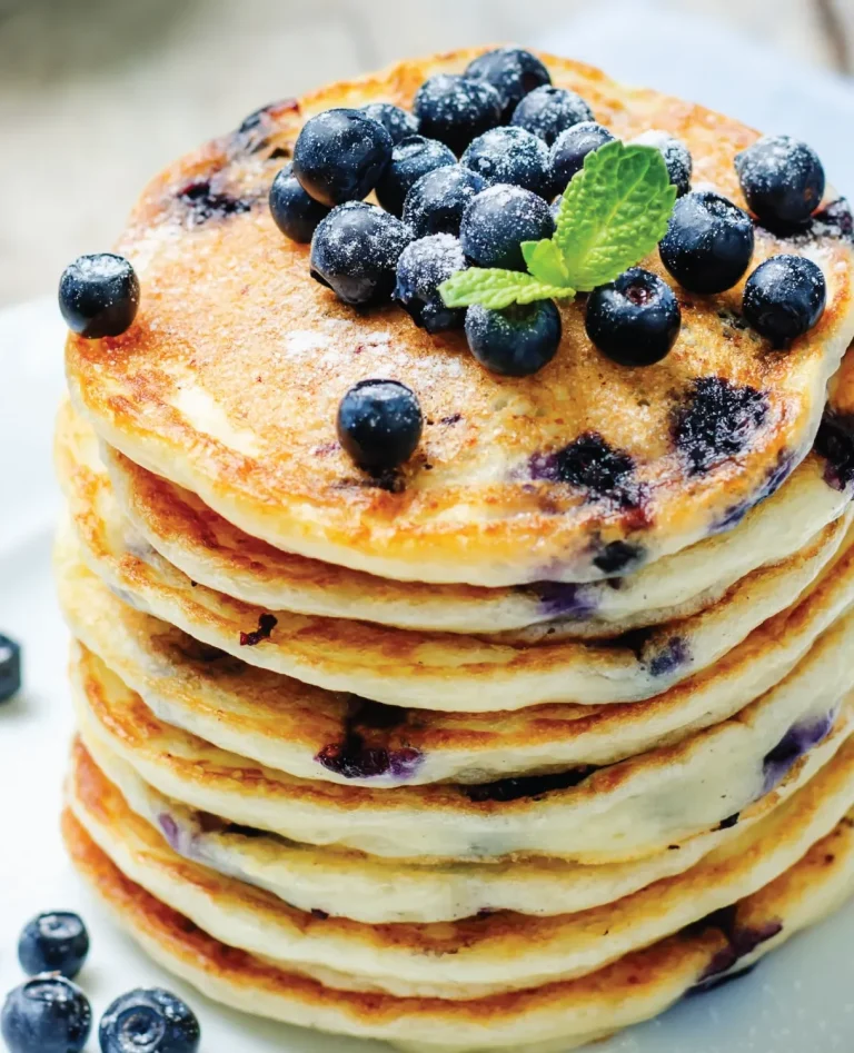 blueberry pancakes on plate