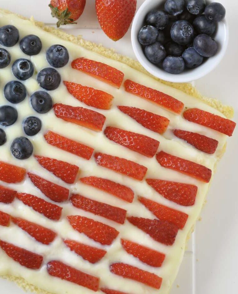 naturipe berry american flag cake with strawberries and blueberries