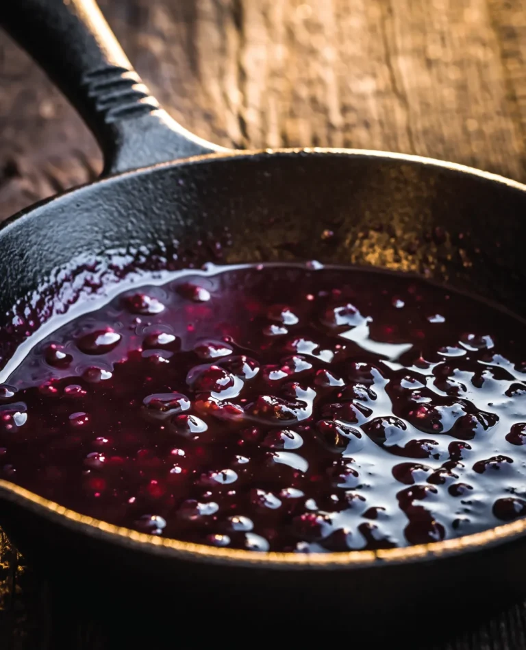 cast iron with blueberry and cranberry sauce